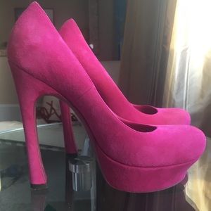 YSL Hot Suede Leather, Almond Toe Platform Pink